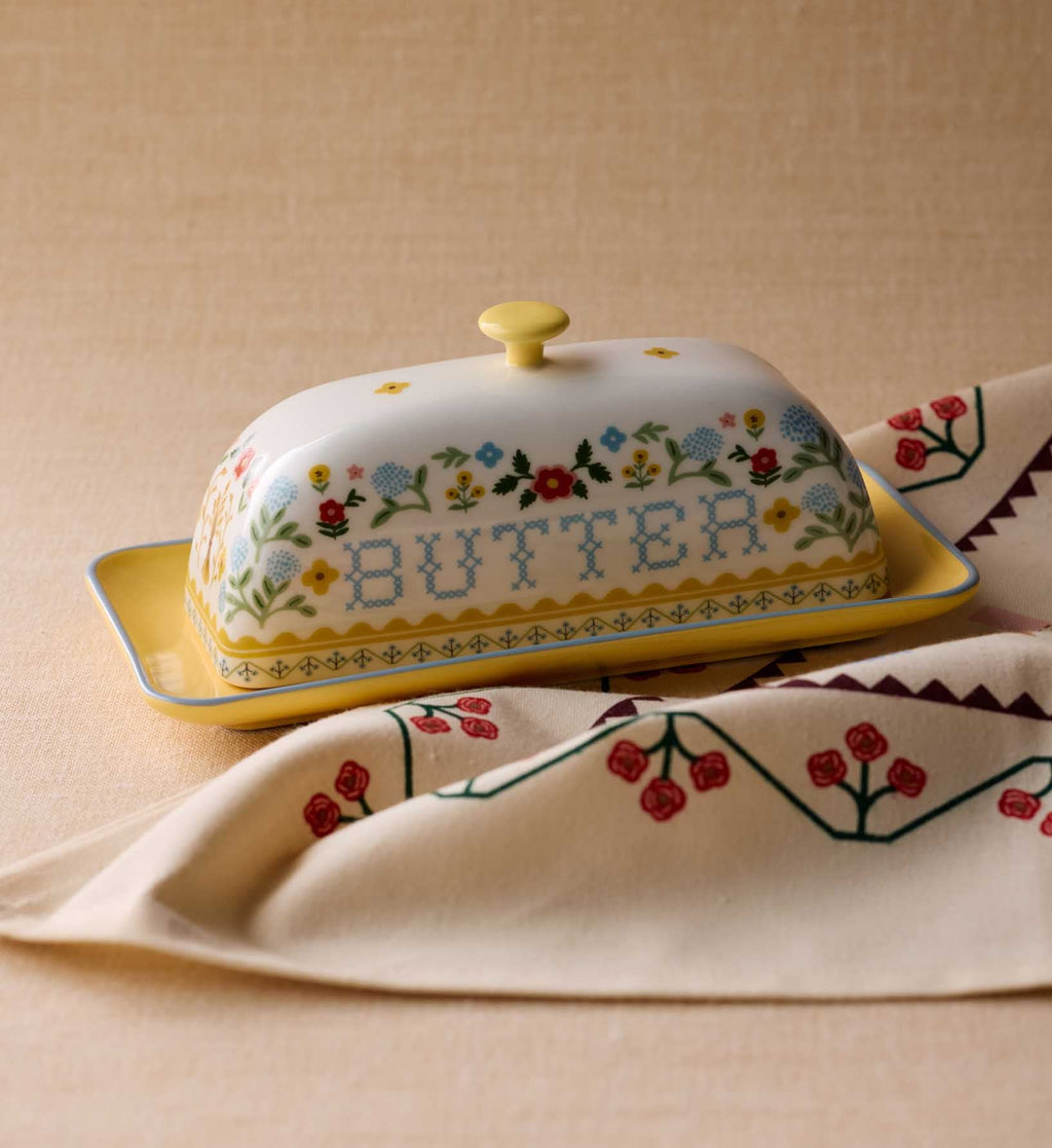 Cloverpaperco™ - Porcelain Butter Dish - Home Sweet Home
