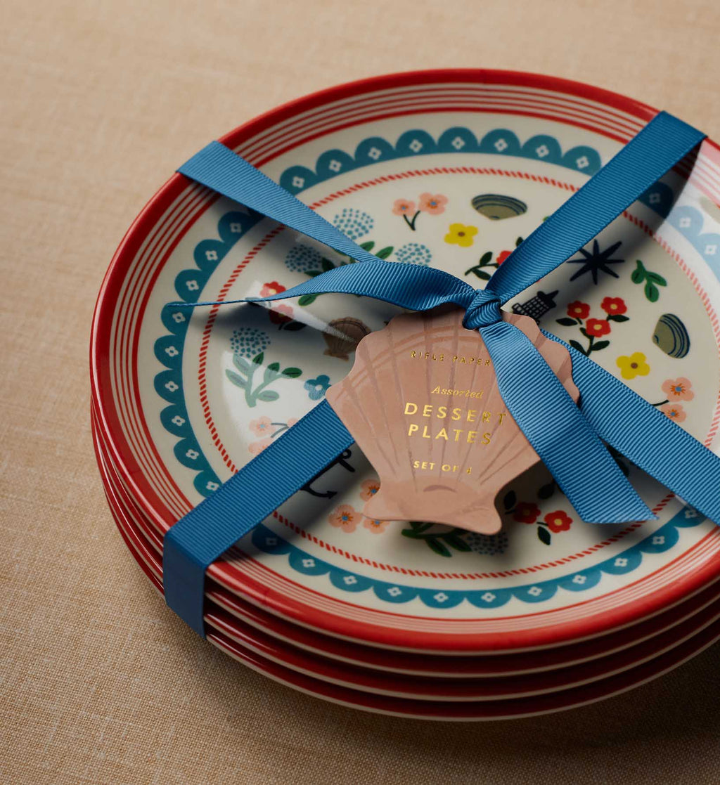 Cloverpaperco™ - Melamine Assorted Dessert Plates - Seaside