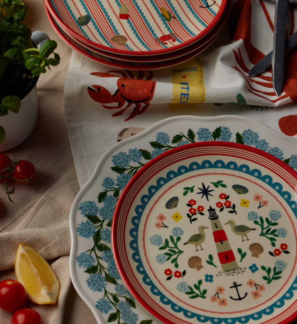 Cloverpaperco™ - Melamine Assorted Dessert Plates - Seaside