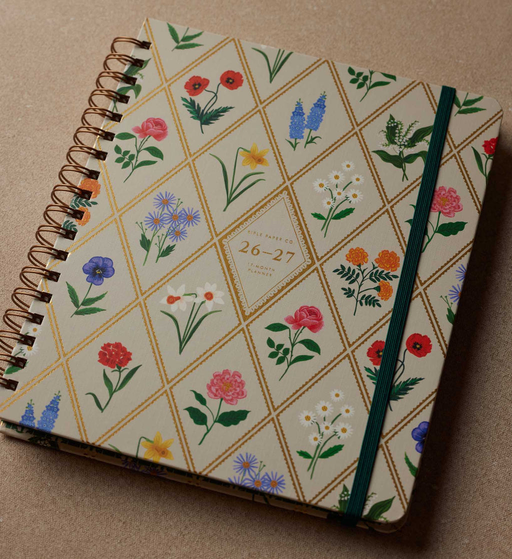 Cloverpaperco™ - 2026-2027 17-Month Academic Hardcover Spiral Planner - Garden Study