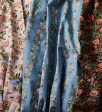 Cloverpaperco™ - Floral Trellis Stripe Cotton Fabric - Slate