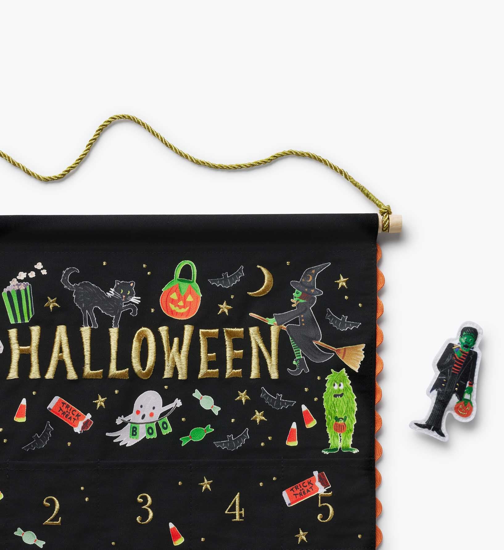 Cloverpaperco™ - Embroidered Hanging Countdown Calendar - Halloween Parade