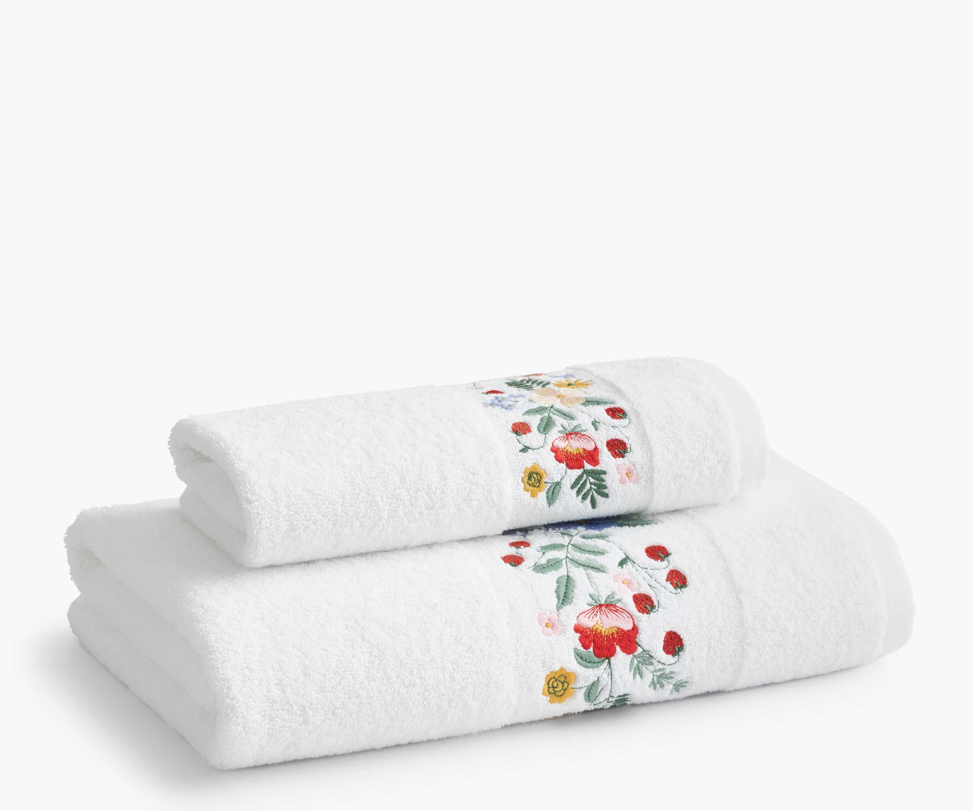 Cloverpaperco™ - Embroidered Bath Towel - Strawberry Fields