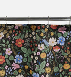 Cloverpaperco™ - Percale Shower Curtain - Strawberry Fields Black