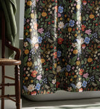 Cloverpaperco™ - Percale Shower Curtain - Strawberry Fields Black