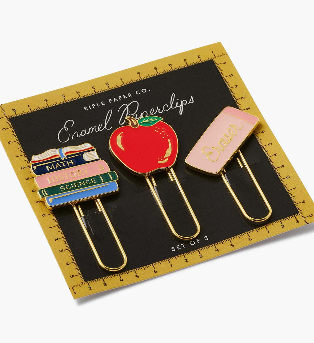 Cloverpaperco™ - Enamel Paper Clip Set - Schoolhouse