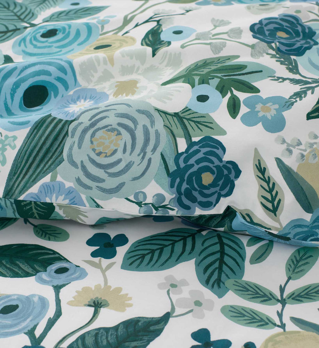 Cloverpaperco™ - Percale Duvet Cover - Garden Party Blue