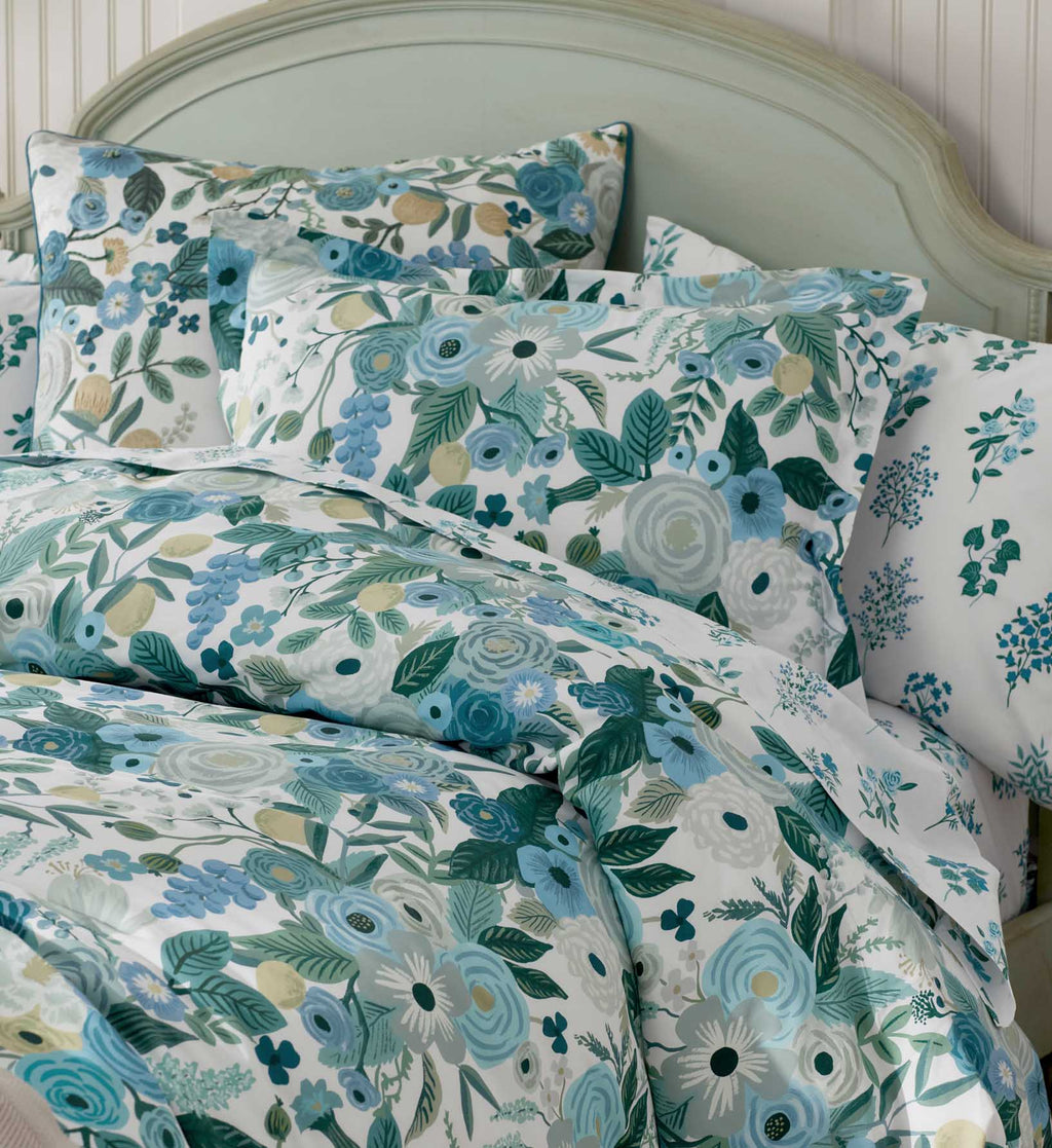 Cloverpaperco™ - Percale Duvet Cover - Garden Party Blue