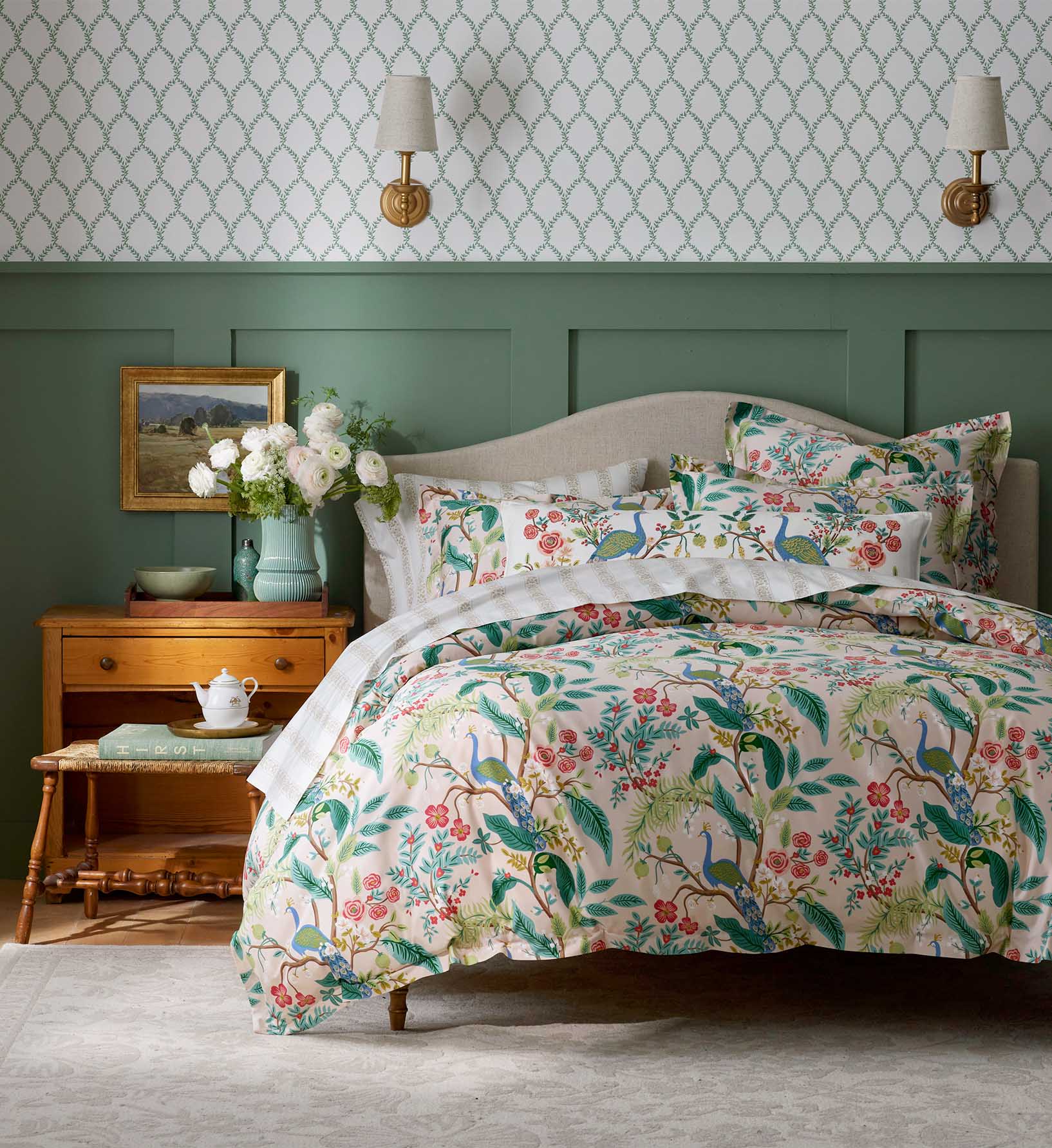 Cloverpaperco™ - Sateen Comforter - Peacock Blush