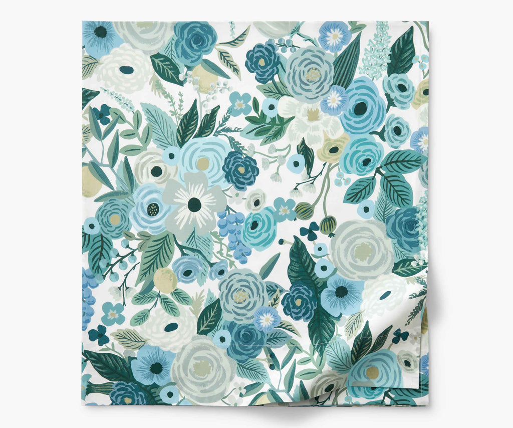 Cloverpaperco™ - Percale Flat Sheet - Garden Party Blue