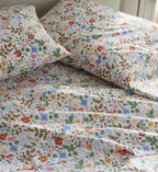 Cloverpaperco™ - Percale Fitted Sheet - Strawberry Fields White