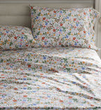 Cloverpaperco™ - Percale Flat Sheet - Strawberry Fields White