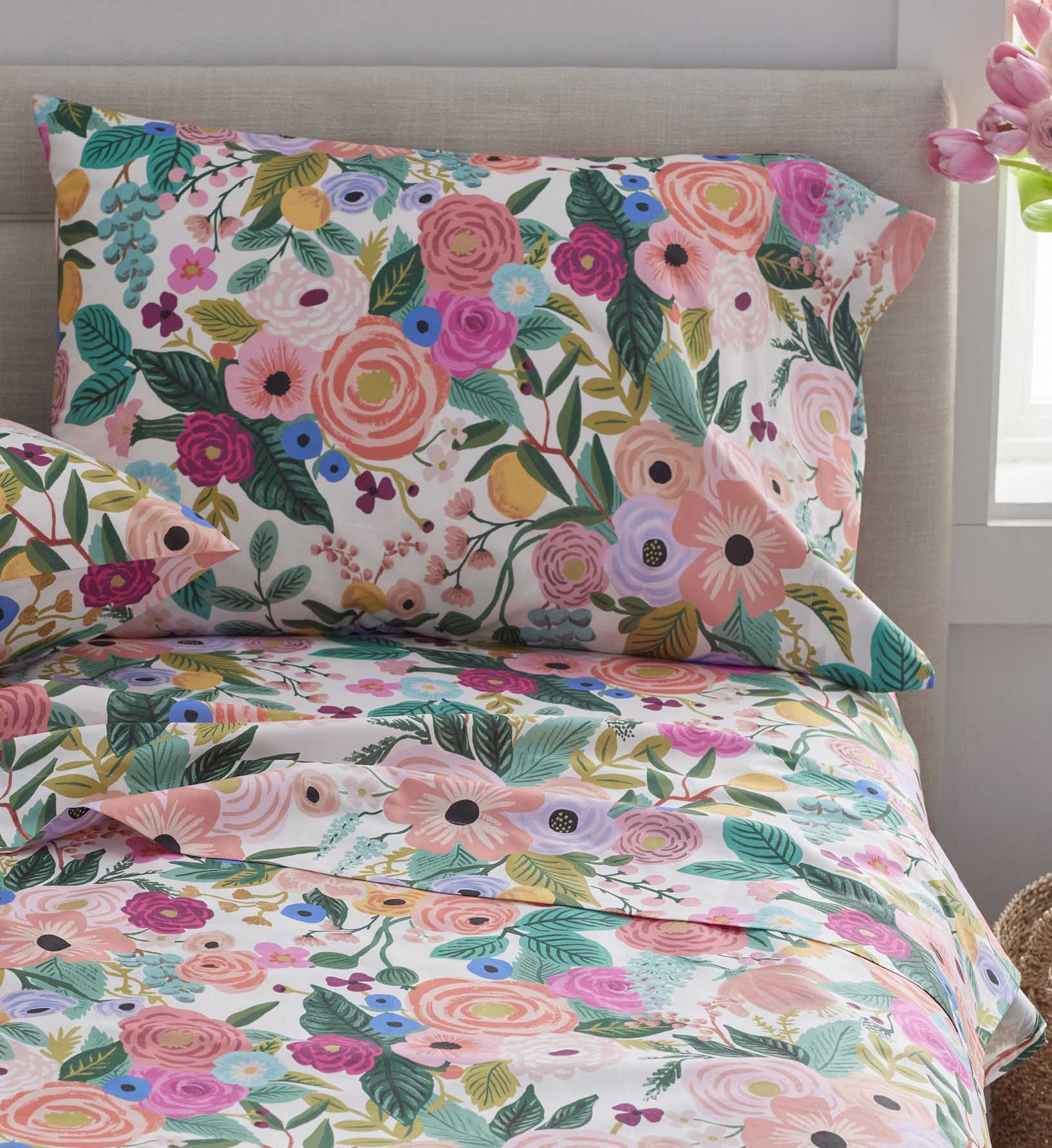 Cloverpaperco™ - Percale Flat Sheet - Garden Party