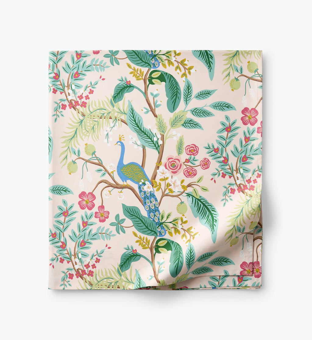 Cloverpaperco™ - Sateen Flat Sheet - Peacock Blush