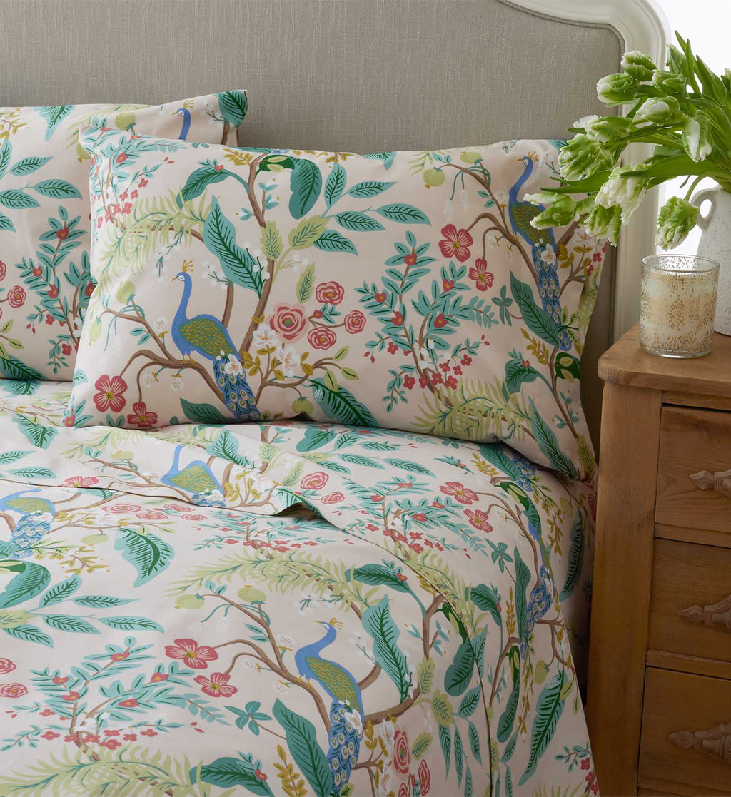 Cloverpaperco™ - Sateen Flat Sheet - Peacock Blush