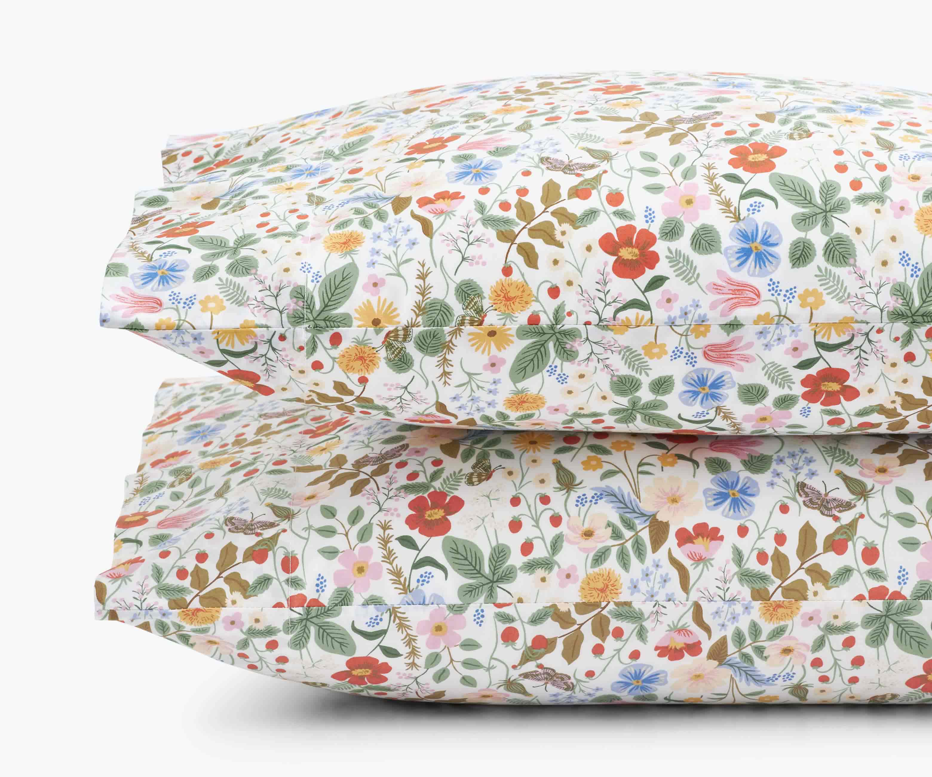 Cloverpaperco™ - Percale Pillowcases - Strawberry Fields White
