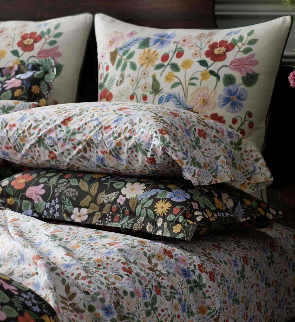 Cloverpaperco™ - Percale Pillowcases - Strawberry Fields White