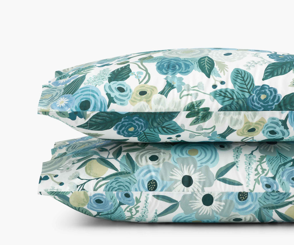 Cloverpaperco™ - Percale Pillowcases - Garden Party Blue