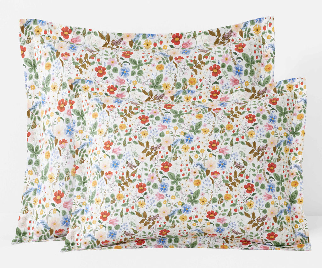Cloverpaperco™ - Percale Sham - Strawberry Fields White