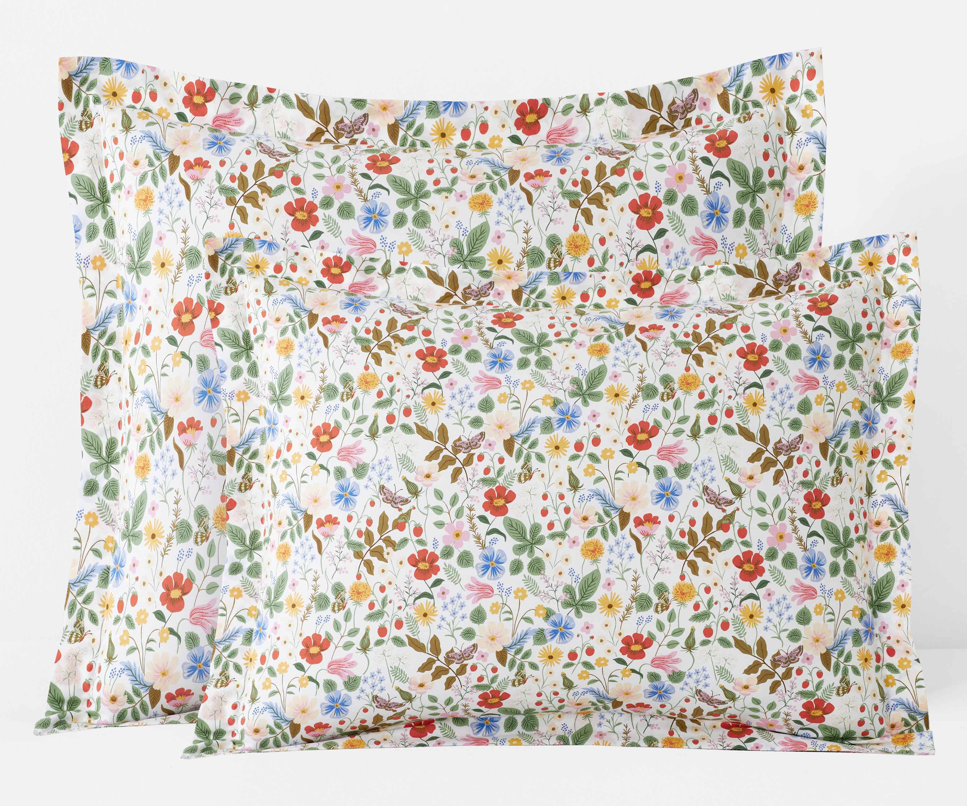 Cloverpaperco™ - Percale Sham - Strawberry Fields White