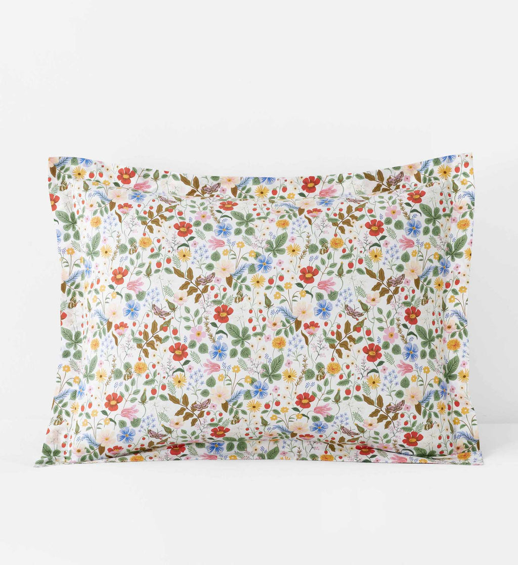Cloverpaperco™ - Percale Sham - Strawberry Fields White