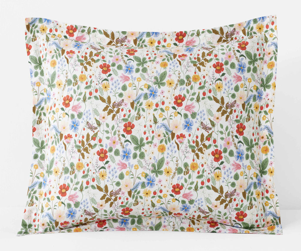 Cloverpaperco™ - Percale Sham - Strawberry Fields White