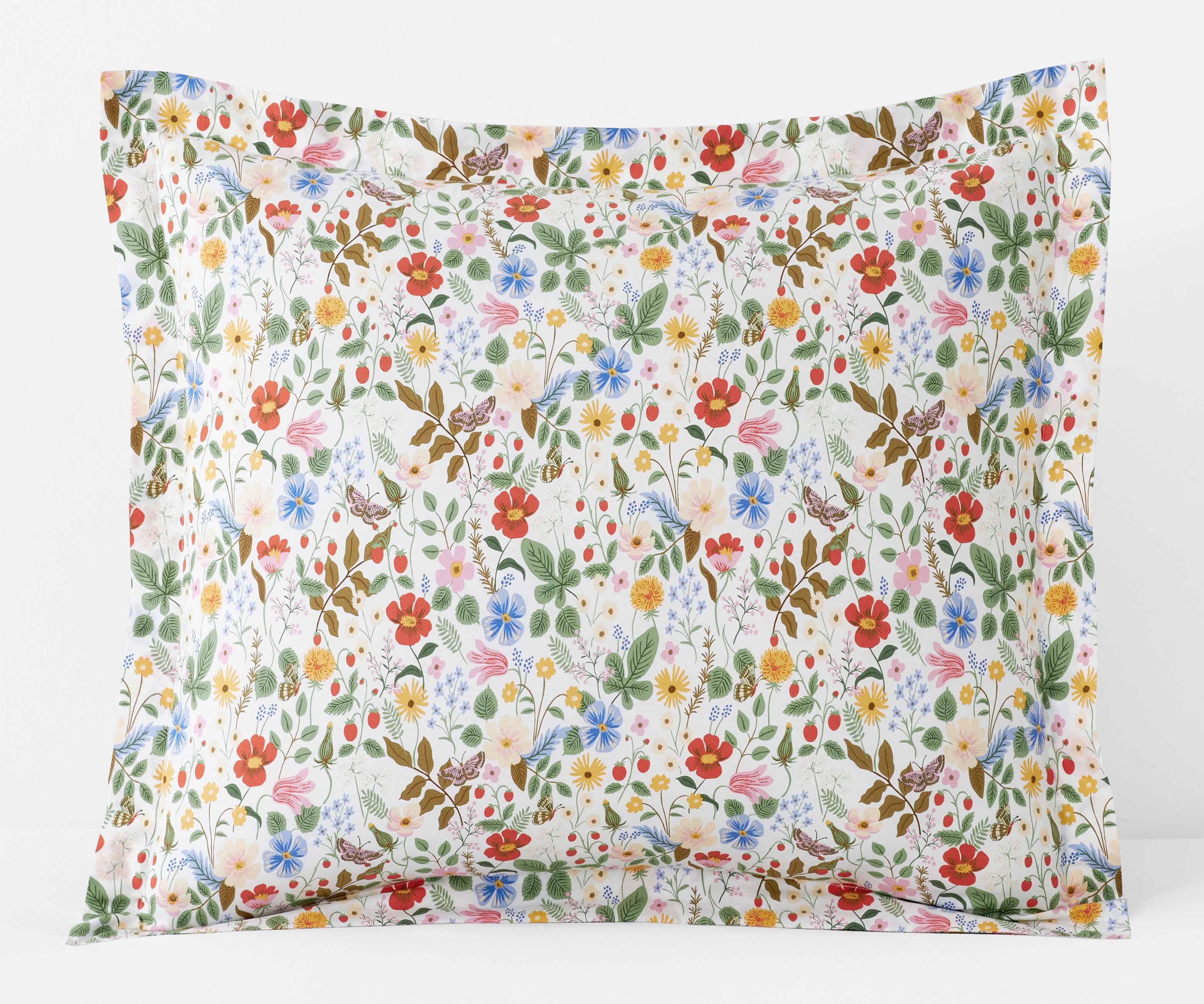 Cloverpaperco™ - Percale Sham - Strawberry Fields White
