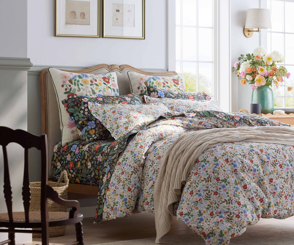 Cloverpaperco™ - Percale Sham - Strawberry Fields White