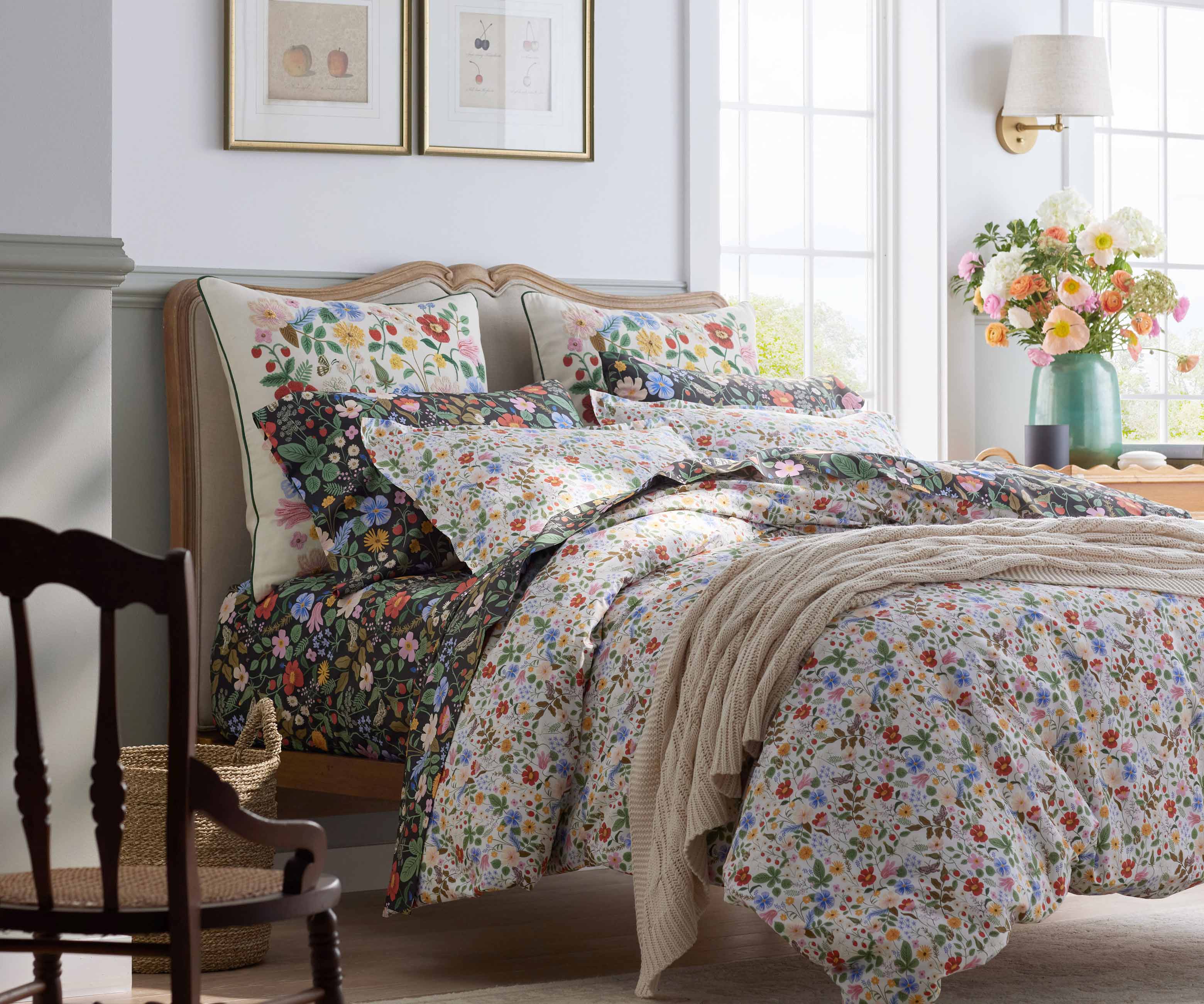 Cloverpaperco™ - Percale Sham - Strawberry Fields White