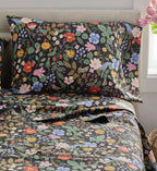 Cloverpaperco™ - Percale Sheet Set - Strawberry Fields Black
