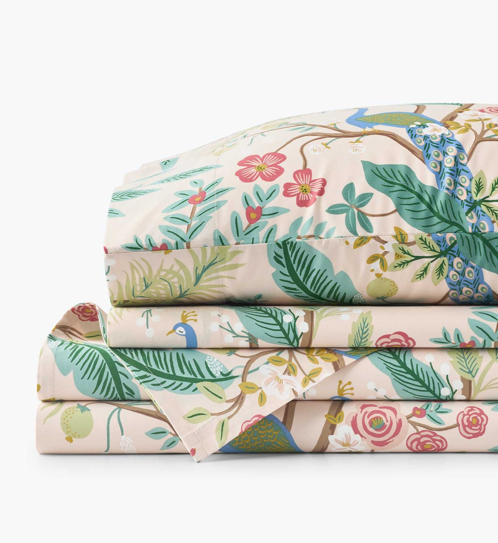 Cloverpaperco™ - Sateen Sheet Set - Peacock Blush