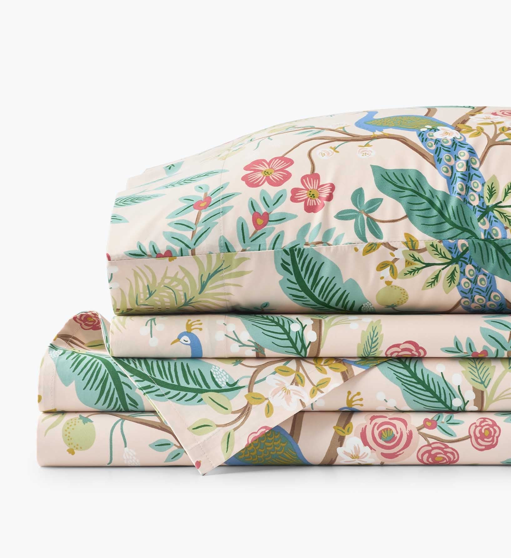 Cloverpaperco™ - Sateen Sheet Set - Peacock Blush