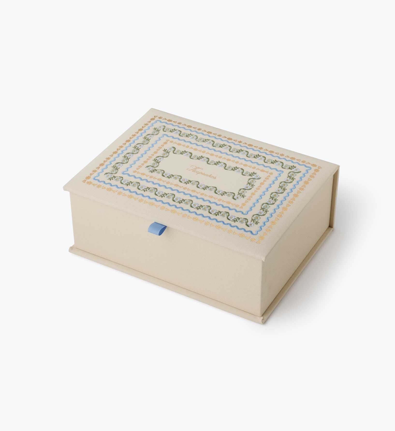 Cloverpaperco™ - Large Embroidered Keepsake Box - Delphine