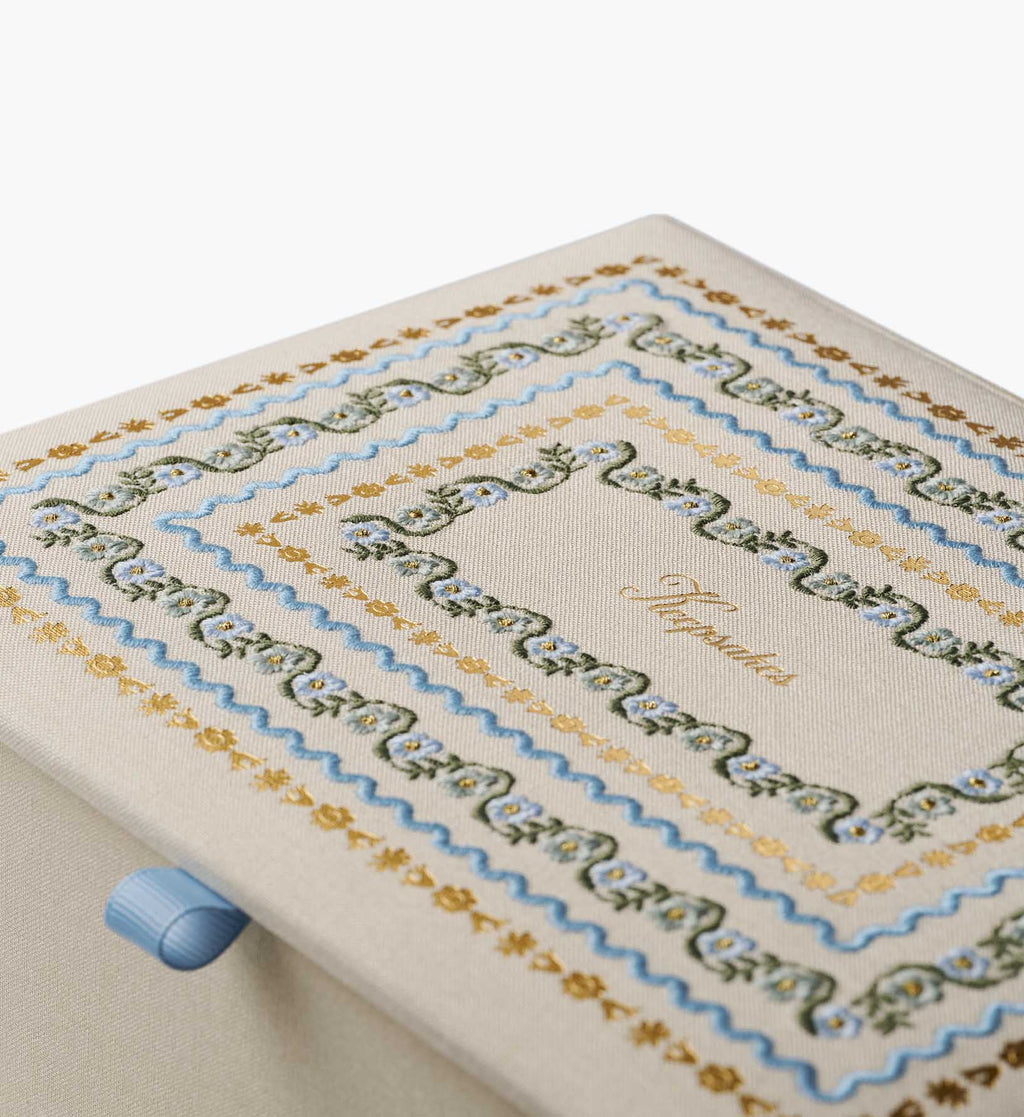 Cloverpaperco™ - Large Embroidered Keepsake Box - Delphine