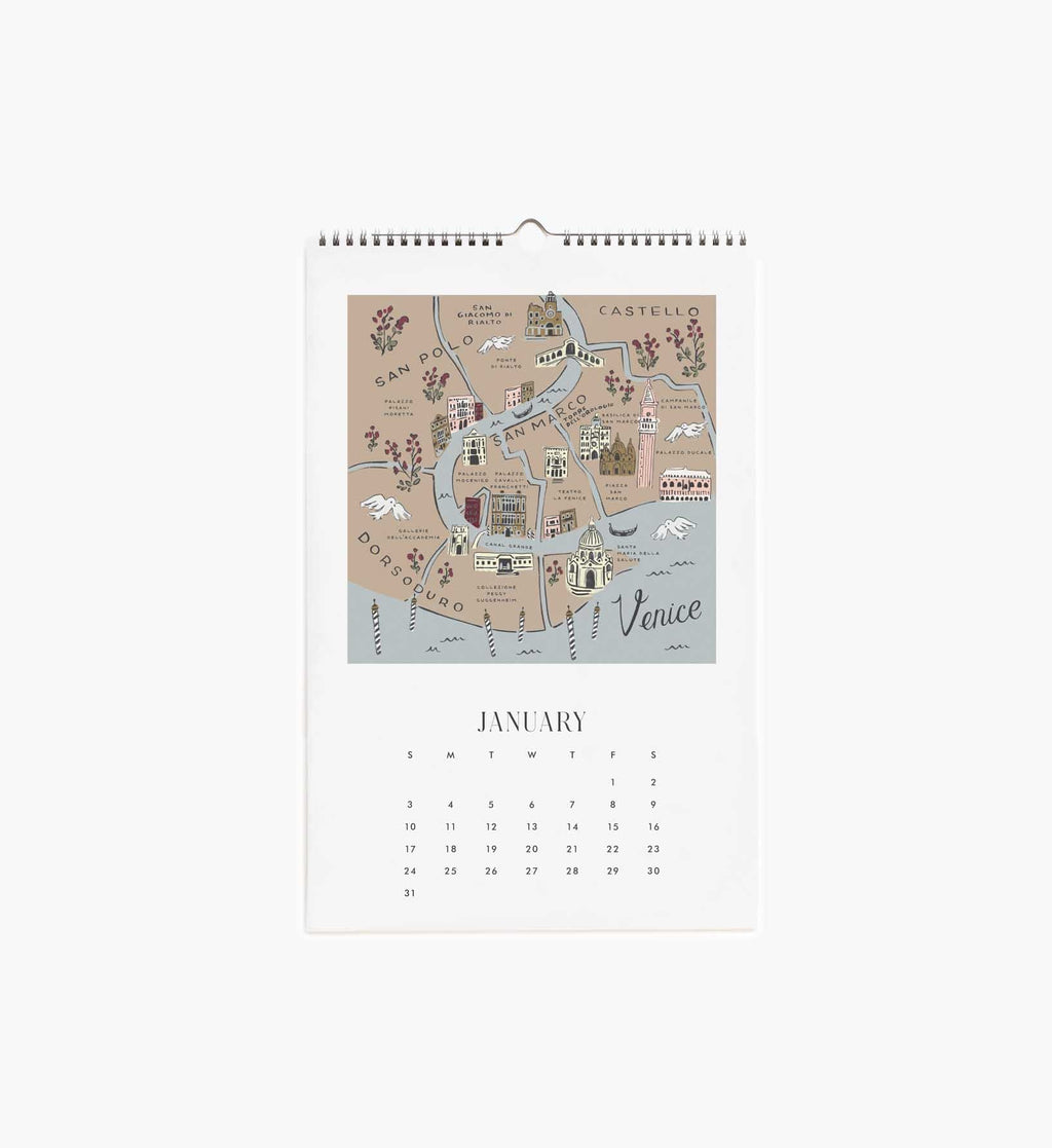 Cloverpaperco™ - 2027 Wall Calendar - Travel Sketches