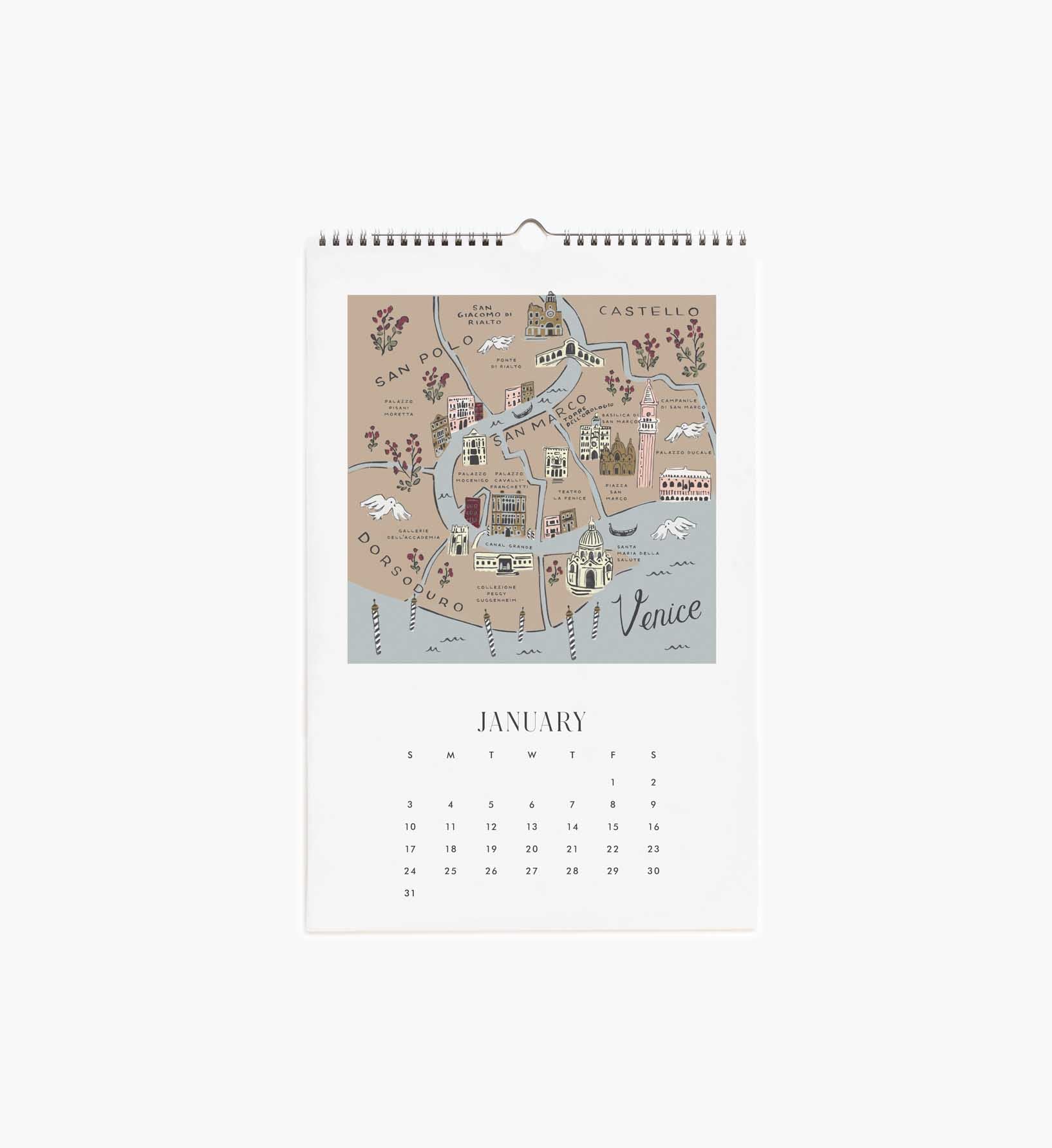 Cloverpaperco™ - 2027 Wall Calendar - Travel Sketches