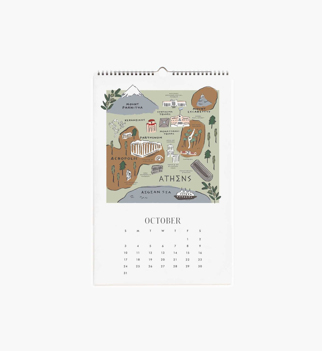 Cloverpaperco™ - 2027 Wall Calendar - Travel Sketches