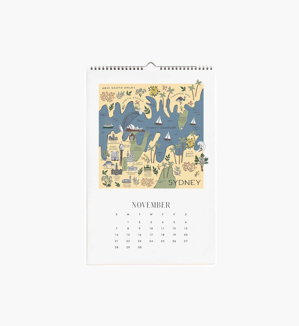 Cloverpaperco™ - 2027 Wall Calendar - Travel Sketches