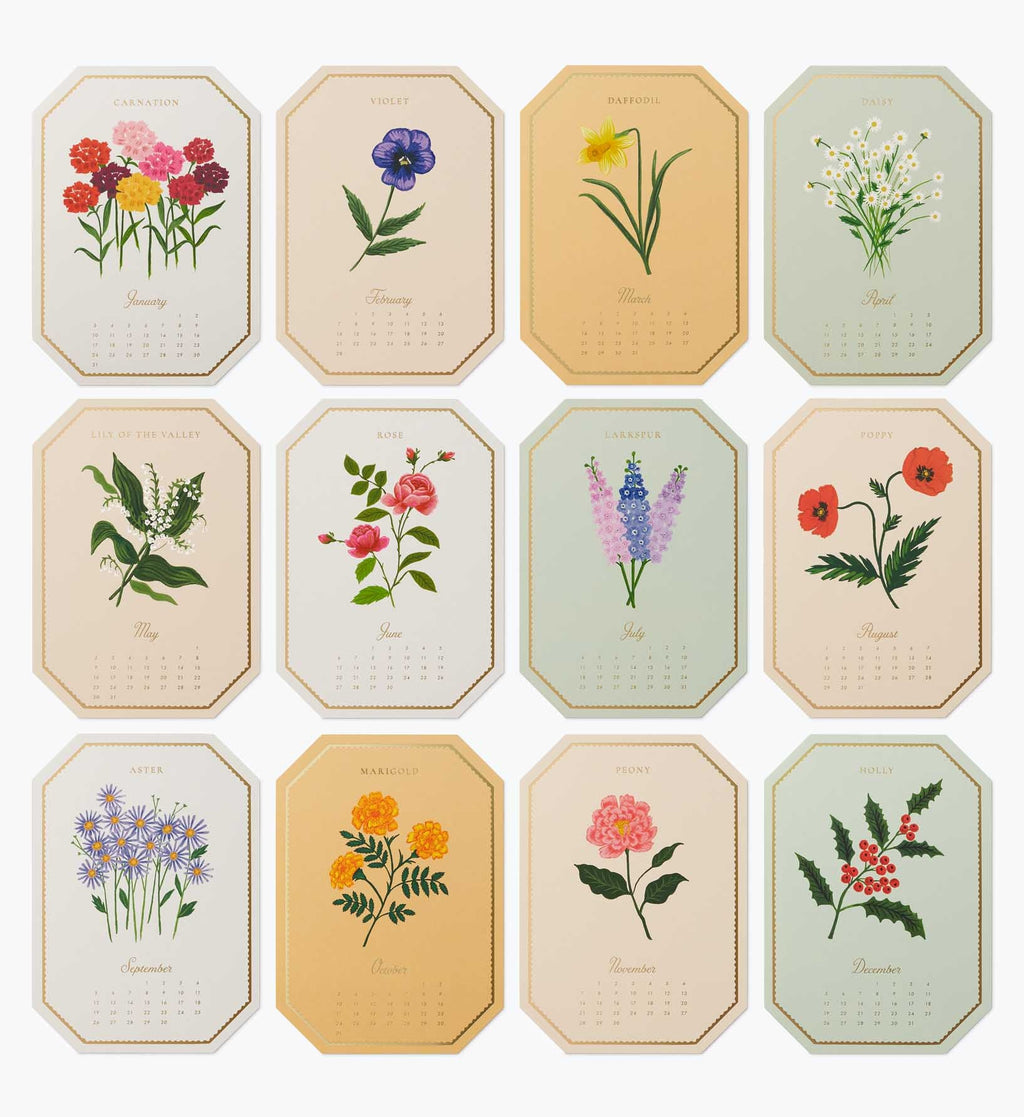 Cloverpaperco™ - 2027 Brass Easel Desk Calendar Refill - Birth Month