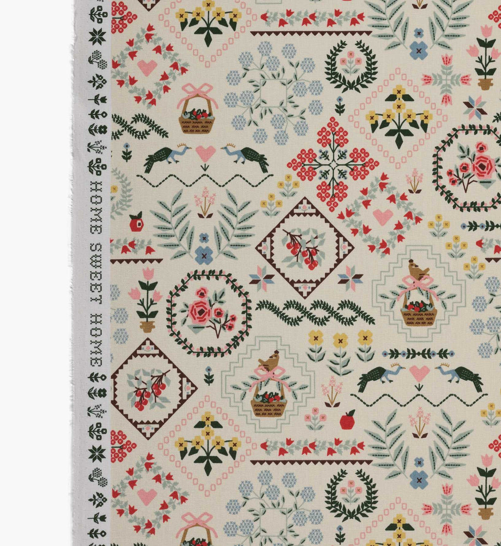 Cloverpaperco™ - Heritage Sampler Canvas Fabric - Linen