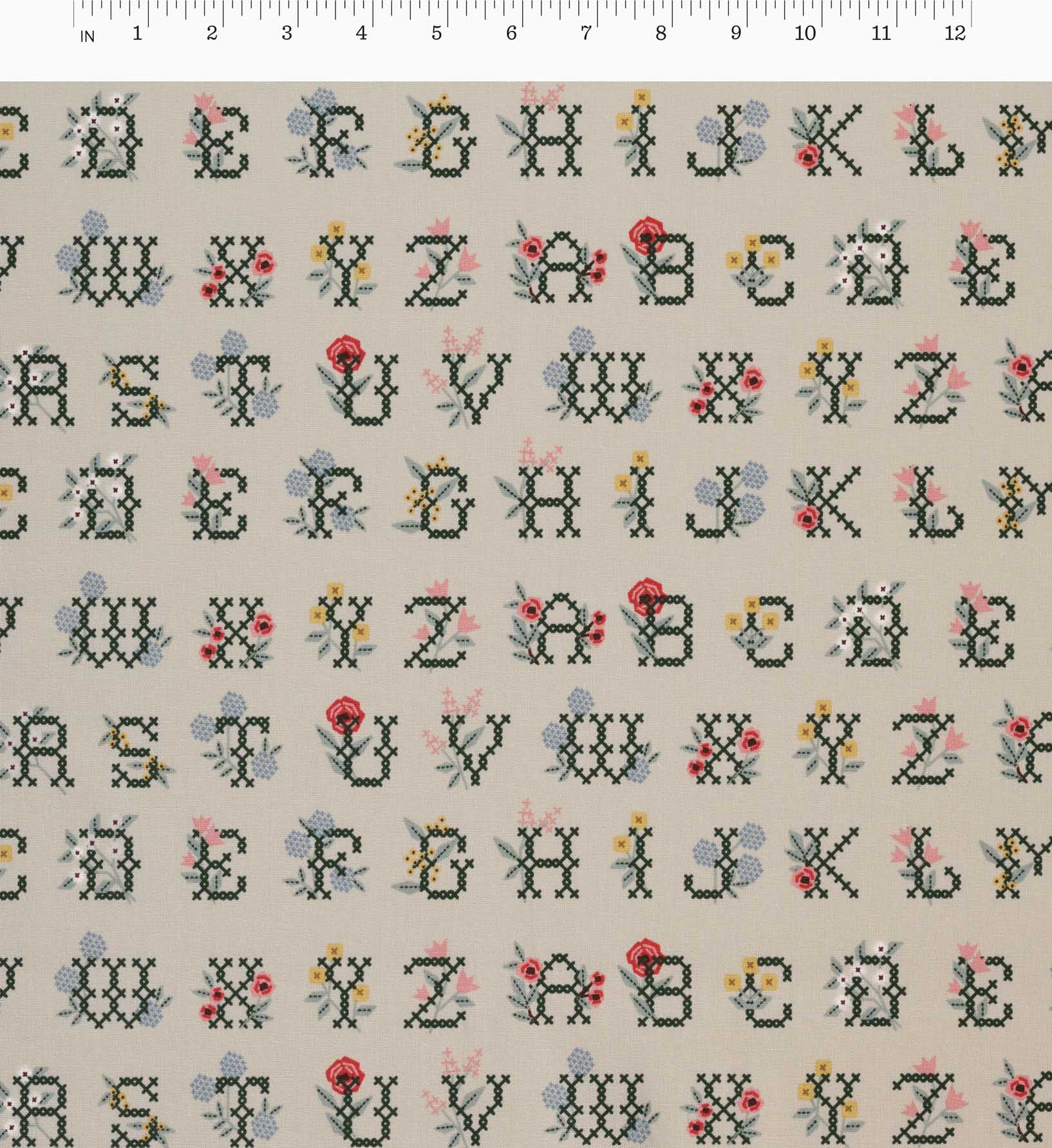Cloverpaperco™ - Cross Stitch Letters Canvas Fabric - Linen
