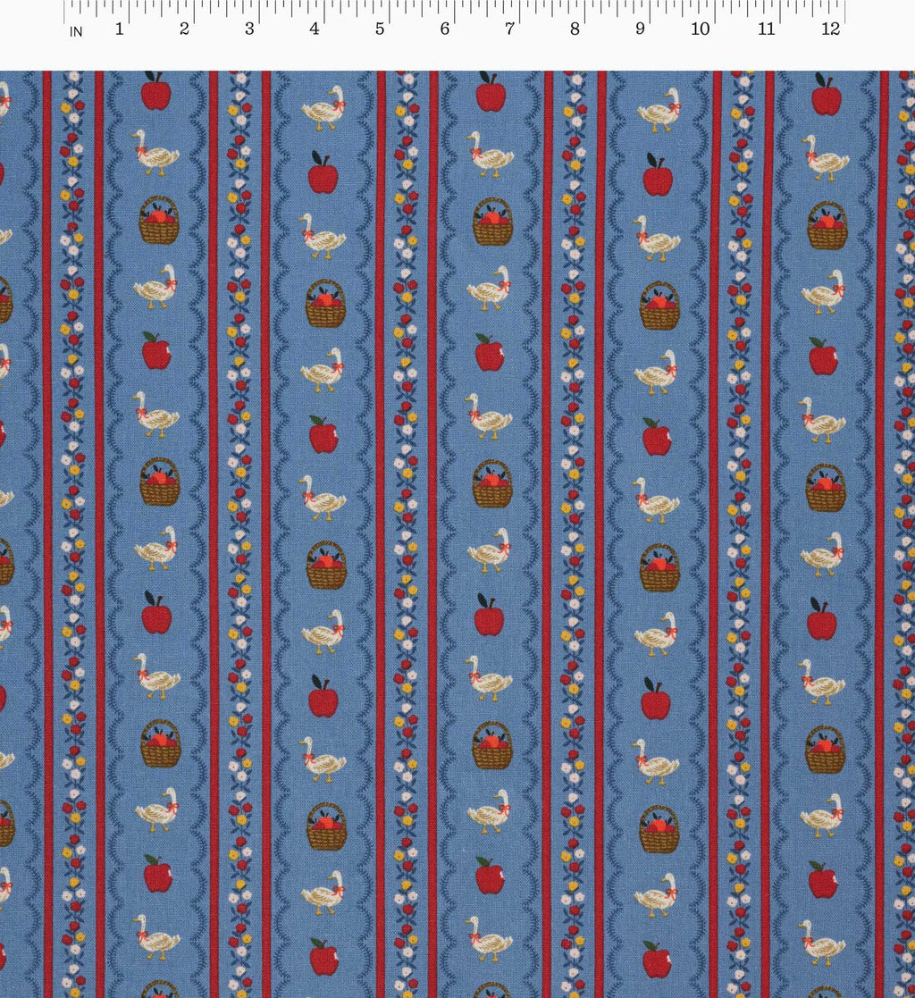 Cloverpaperco™ - Farmhouse Stripe Canvas Fabric - Blue