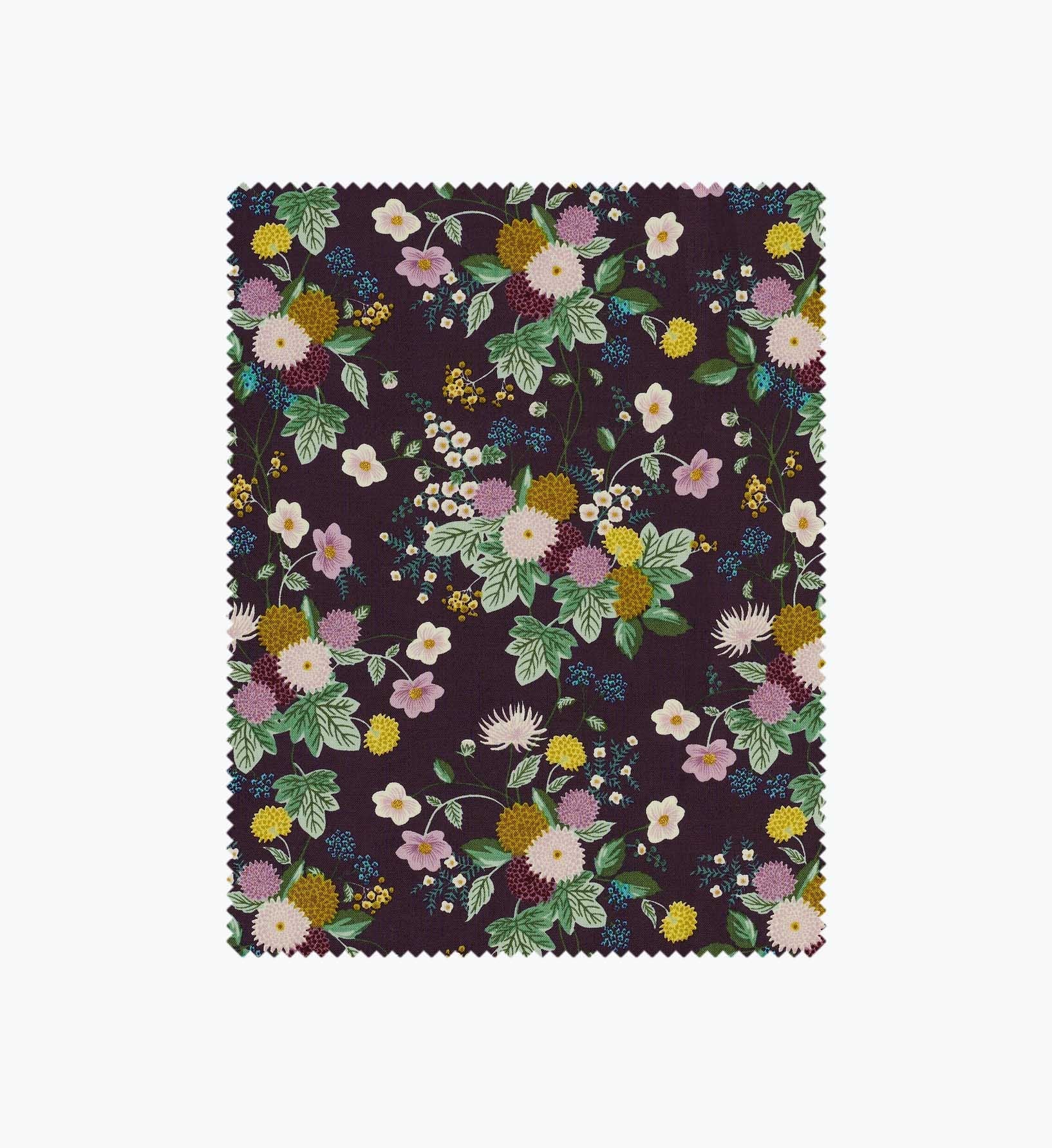 Cloverpaperco™ - Dahlia Cotton Fabric - Aubergine