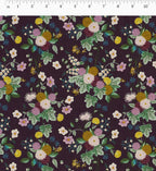 Cloverpaperco™ - Dahlia Cotton Fabric - Aubergine