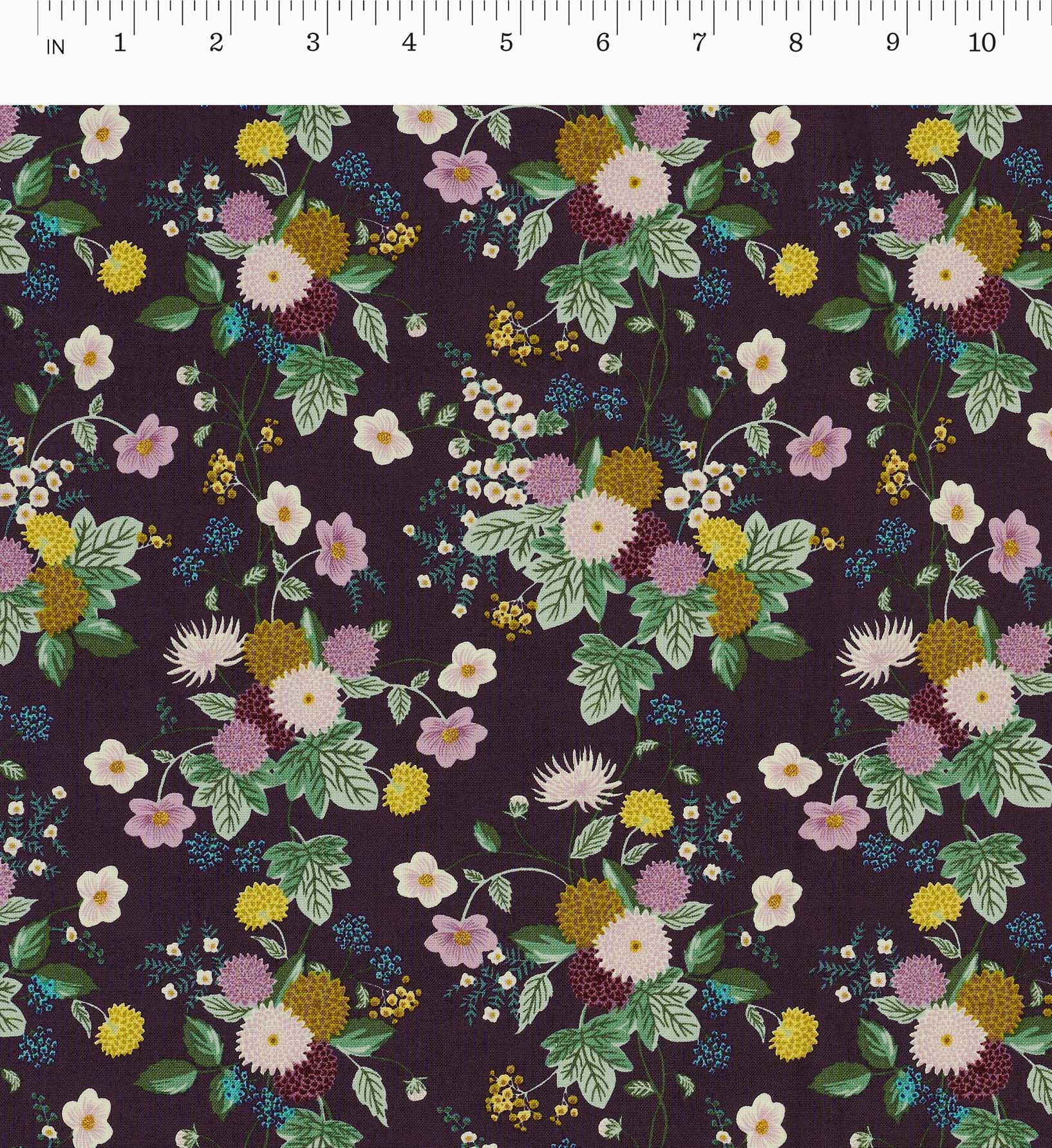 Cloverpaperco™ - Dahlia Cotton Fabric - Aubergine
