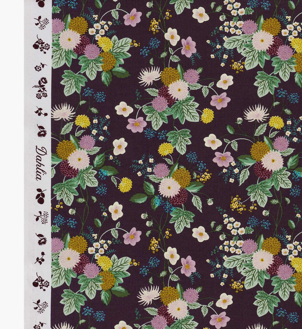 Cloverpaperco™ - Dahlia Cotton Fabric - Aubergine