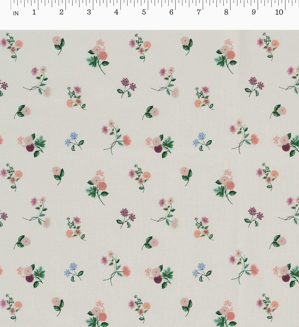 Cloverpaperco™ - Ditsy Dahlia Cotton Fabric - Cream