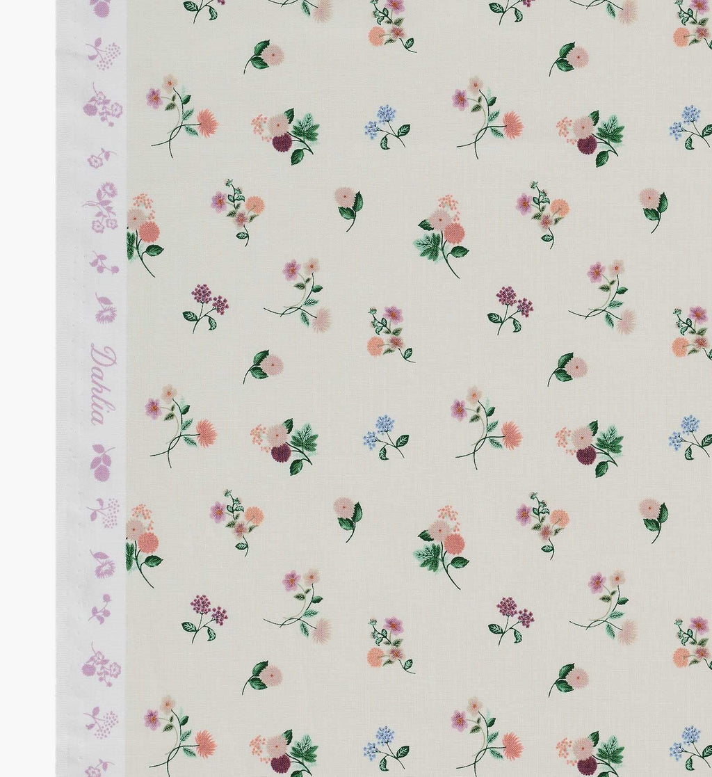 Cloverpaperco™ - Ditsy Dahlia Cotton Fabric - Cream