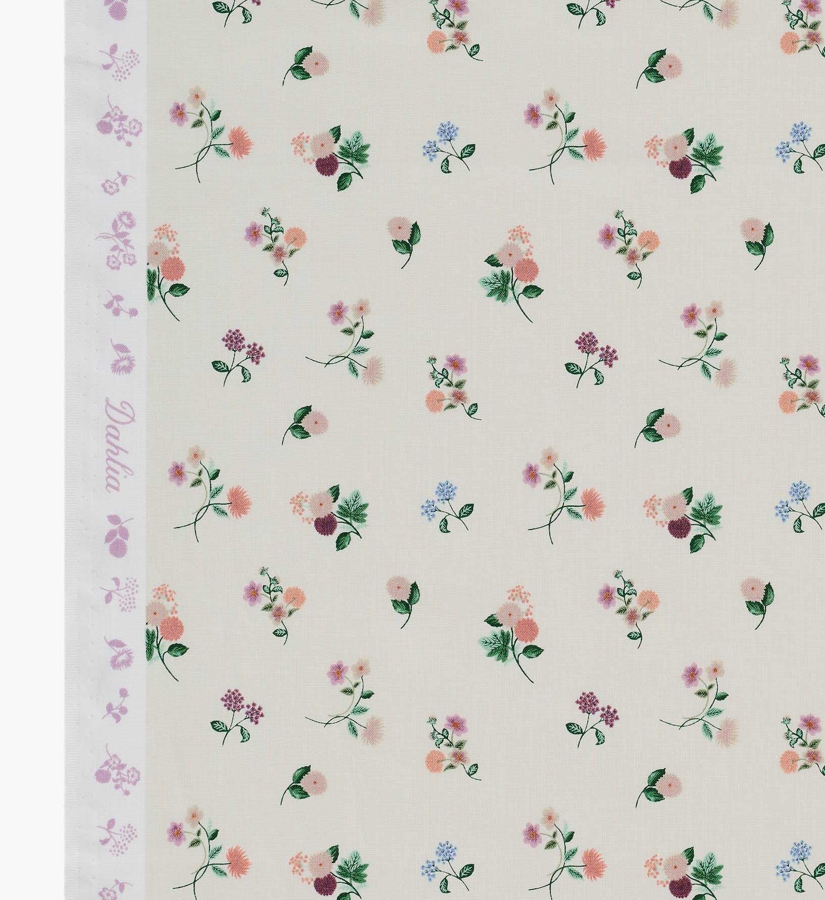 Cloverpaperco™ - Ditsy Dahlia Cotton Fabric - Cream