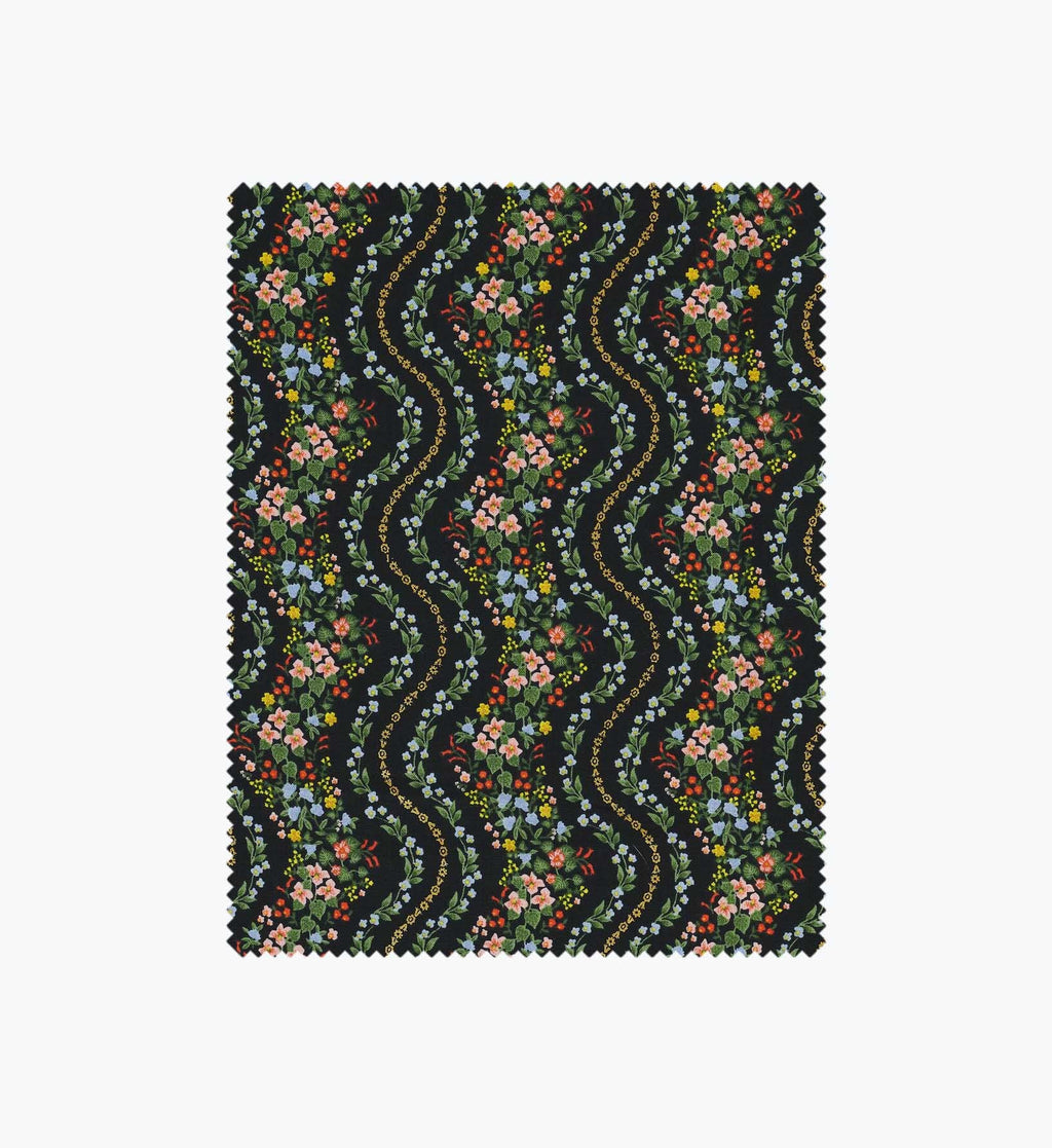 Cloverpaperco™ - Wildwood Vines Cotton Metallic Fabric - Black